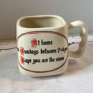 Vintage Nostalgic Saying Square Coffee Mug with Textured Handle